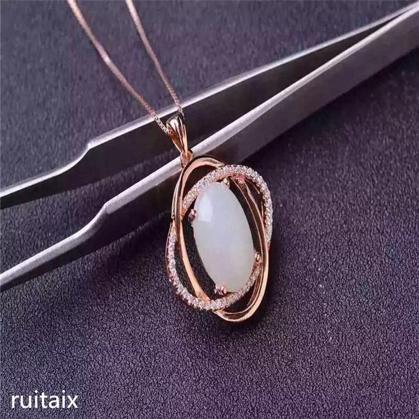 

lockets kjjeaxcmy boutique jewels 925 sterling silver inlaid natural hetian jade female pendant + necklace jewelry smooth curved shape