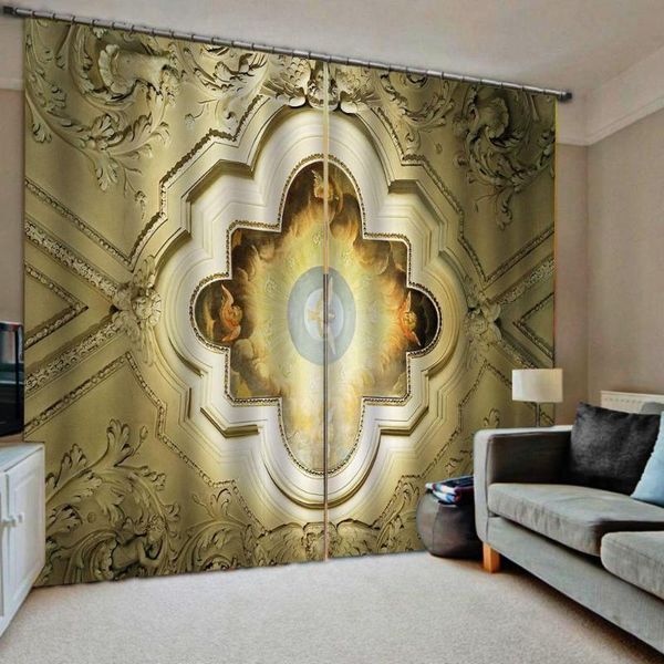 

curtain & drapes golden curtains luxury blackout 3d window for living room bedroom angel