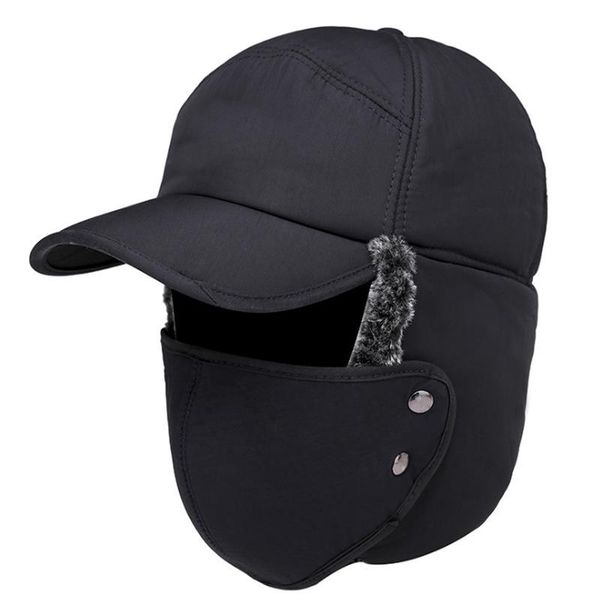 

outdoor hats 2021 cossack cap earflap winter warm men women cloth faux fur trapper riding snow, Black;white