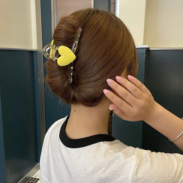 

women cute heart plastic hair claws sweet back hair decorate clips hairpins headband fashion hair accessories, Golden;silver