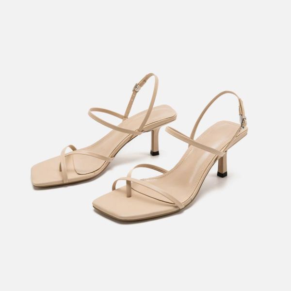 

sandals brand simple fashionable women's summer strap combination high-heeled ladies stiletto shoes, Black