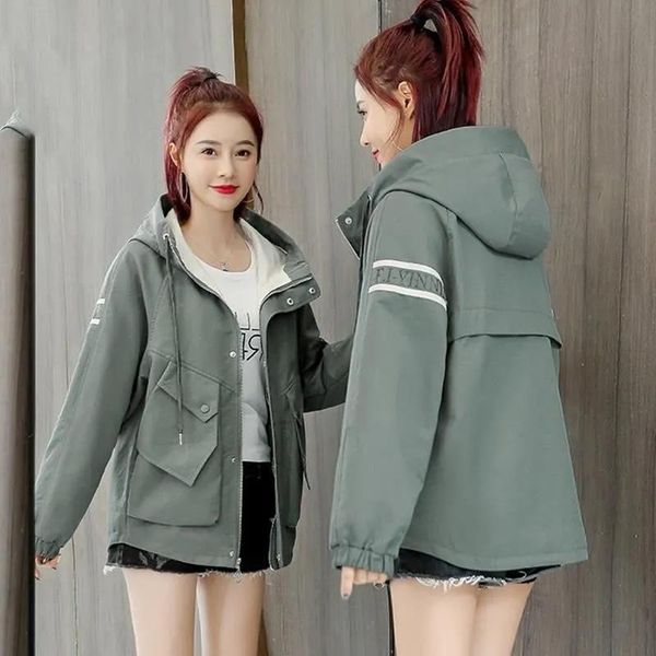 

women's trench coats jackets casaco feminino casual outerwear female women windbreaker loose bf harajuku overcoat spring autumn jacket, Tan;black