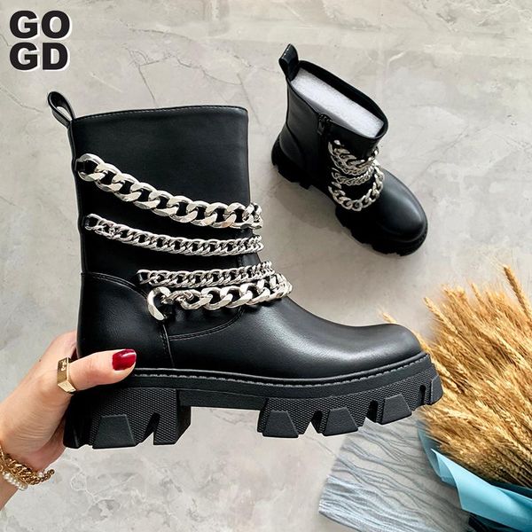 

boots [gogd]2021 fashion product chain ms boots, flat shoes comfortable breathable bigger sizes 36-41 women's contracted, Black