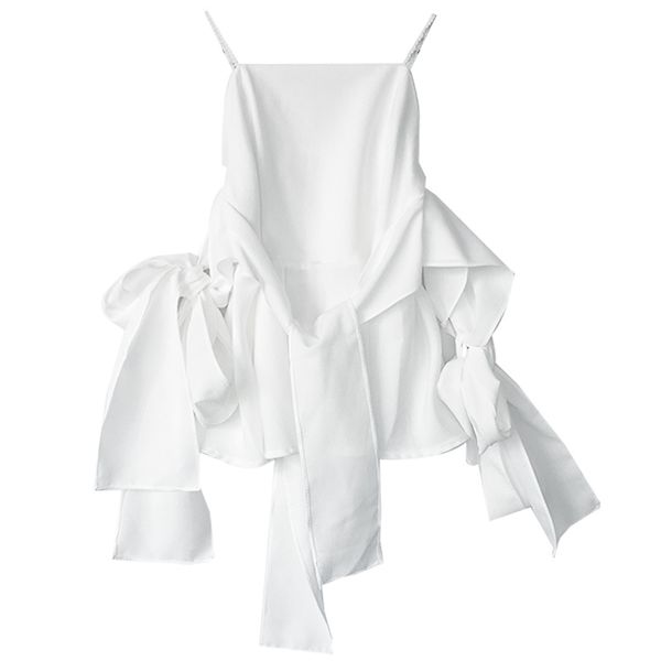 

black white solid camis slash neck bow chic sleevelss b0098 210514
