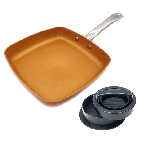 

pcs 3 in 1 stuffed press patty maker pie mould & non-stick copper frying pan pans