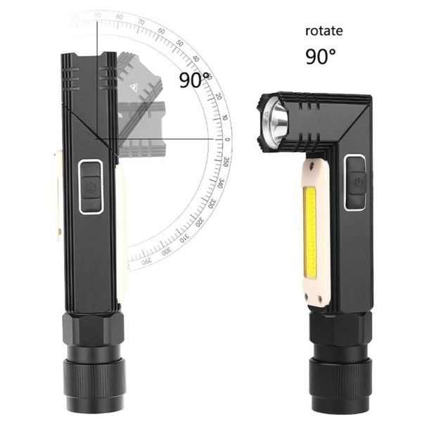 Taschenlampen Taschenlampen LED-Arbeitslicht Magnitic Lanterna 5 Modi Taschenlampe Taktische superhelle 90-Grad-Rotations-Notfalllampe Campi