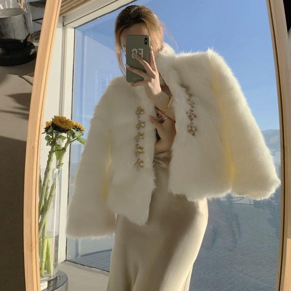 

women's fur & faux womens coat autumn winter fluffy shaggy q49, Black