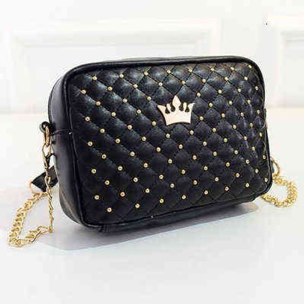 HBP não bolsa All Star Women's Corean Version Crown Rivet Small Square Casual Versátil ombro único Messenger S