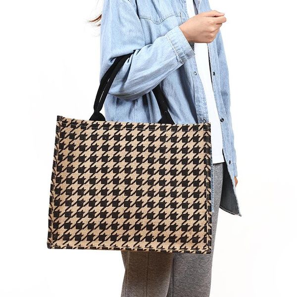 

evening bags jute handbags summer beach for women 2021 vintage pattern printing shoulder bag luxury daily use ladies large shopping tote