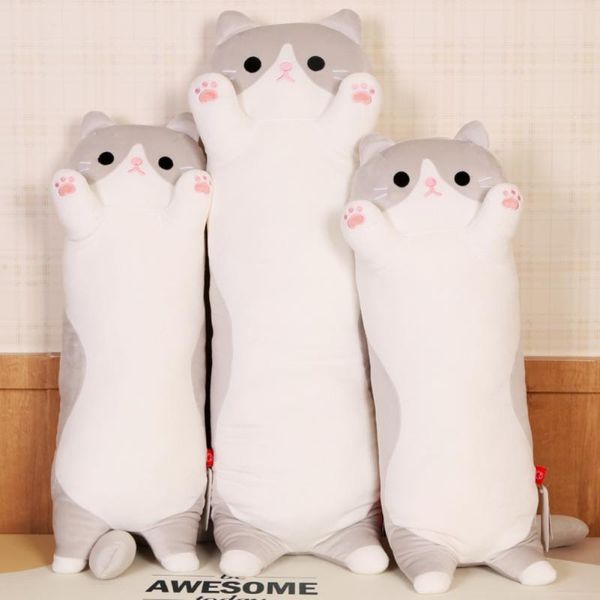 

pillow plush cat doll cute cartoon soft stuffed kitten long throw sleeping toy