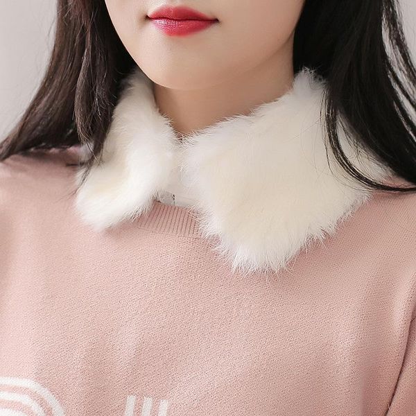

bow ties korean autumn winter fur fake collar for women detachable collars half shirt blouse decorative removable false, Black;gray