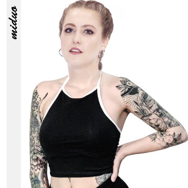 

camisoles fashion vest solid color women's neck strap summer backless bra, Black;white