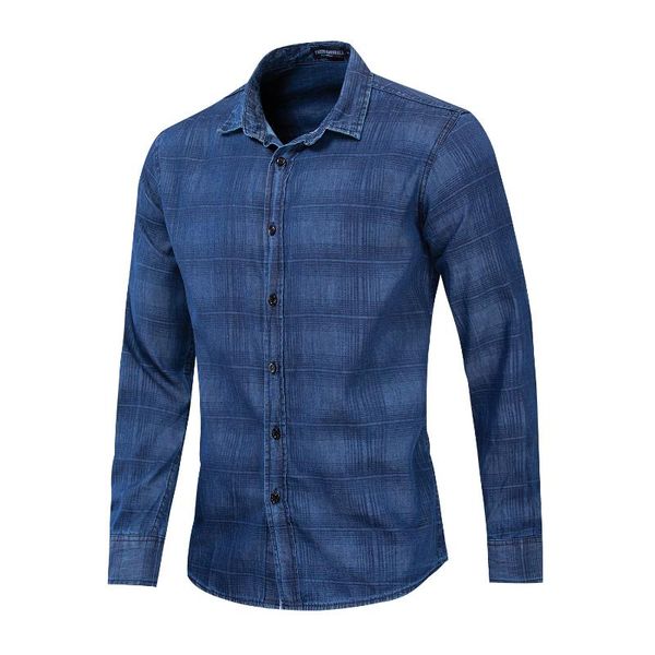 

100% cotton fashion denim shirt men plaid long sleeve slim fit casual shirts male brand clothing mens men's, White;black