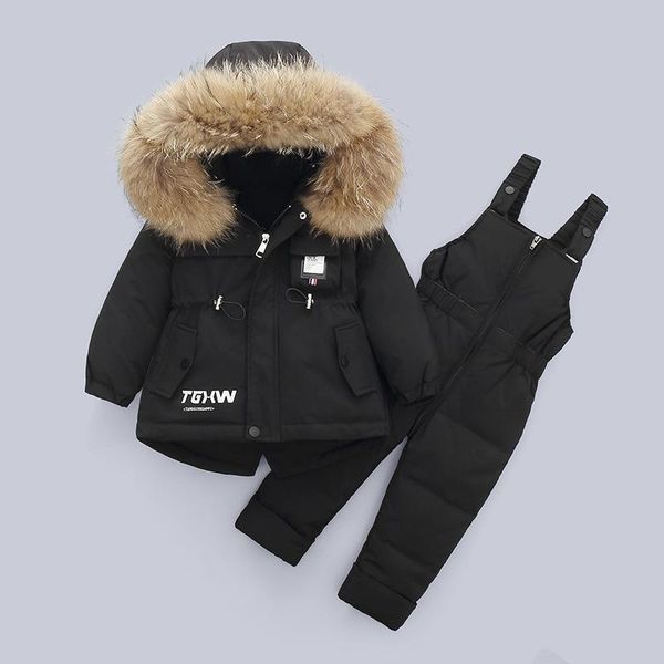 

down coat 2pcs clothing set baby girl clothes winter jacket and jumpsuit for children thicken warm fur collar infant snowsuit 0-4year, Blue;gray