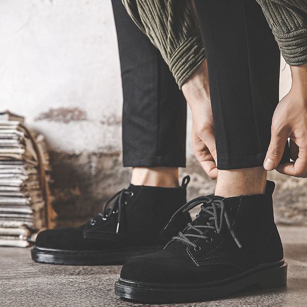 

boots men's leather and suede boots, shoes with thick, anti-slip sole a2596 piq4, Black