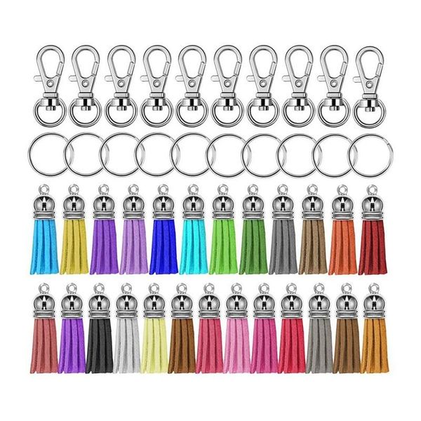 

hooks & rails 150pcs swivel with key rings and tassels bulk for keychain crafts
