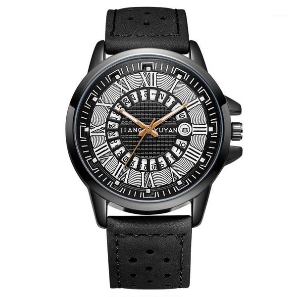 

wristwatches 2021 men's watch fashion business waterproof multi-function leather quartz relogio masculino, Slivery;brown