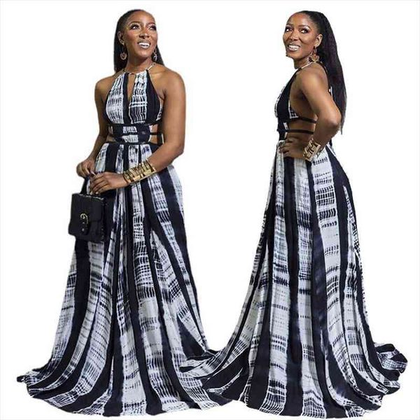 

maxi dresses for women wholesale items backless sleeveless irregular vintage elegant print casual style dress dropshipping, Black;gray