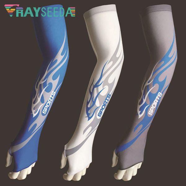 

elbow & knee pads rayseeda 1pair summer cooling cycling arm sleeves riding bike men covers outdoor sports bicycle armwarmers for running cli, Black;gray