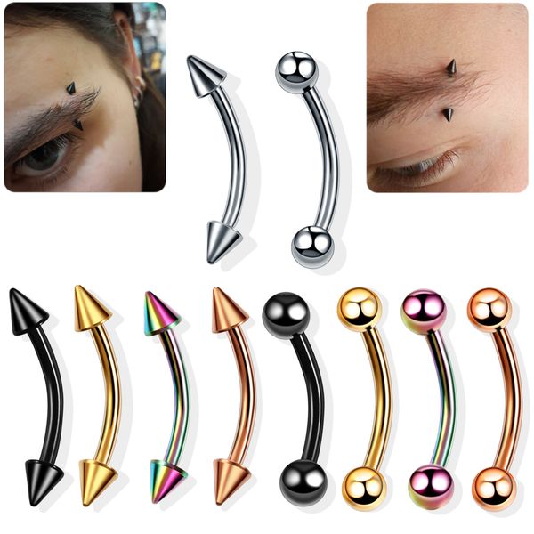 

1pc g23 titanium eyebrow banana piercing ring curved barbell lip ring snug daith helix rook earring cartilage tragus jewelry 16g, Silver