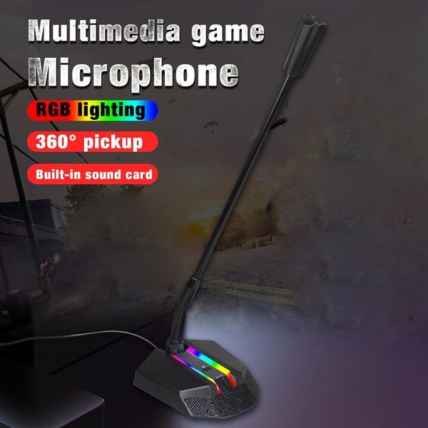 

computer microphone, rgb microphone luminous and flexible usb mic driver-voice chat video conference microphones