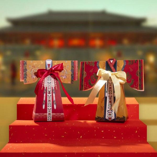 

50pairs paper candy boxes bridal groom laser cut traditional chinese dress gown gift box wedding favors wrap