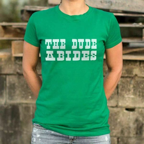 

the dude abides t-shirt | short sleeve graphic tee for women, White;black