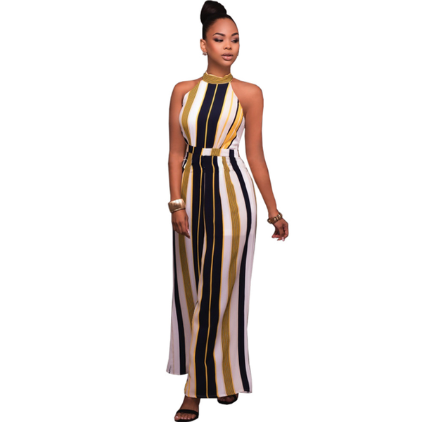 

women's jumpsuits & rompers spring summer jumpsuit fashion loose high waist selling stripe bandage wide leg female, Black;white
