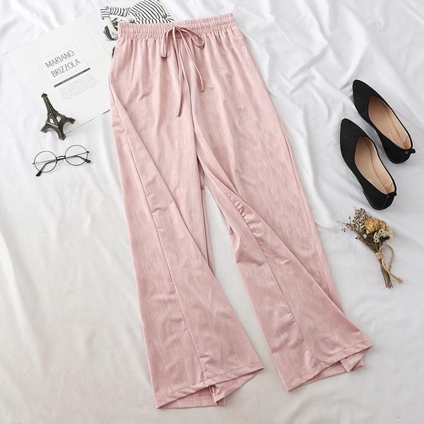 

women's pants & capris 2021 summer high waist wide nine female solid color elastic tie casual women yy359, Black;white