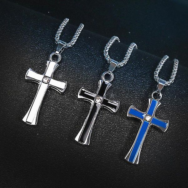 

pendant necklaces 2021 personality titanium steel cross necklace men's couple accessories gift men and wo, Silver
