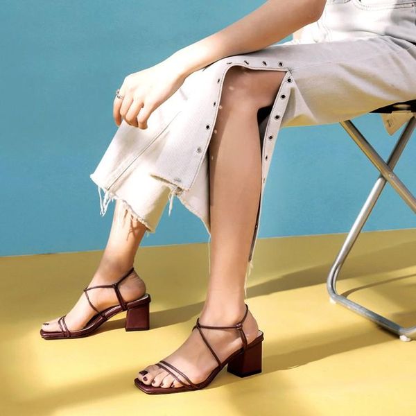 

big size 11 12 high heels sandals women shoes woman summer ladies square root strap simple, Black