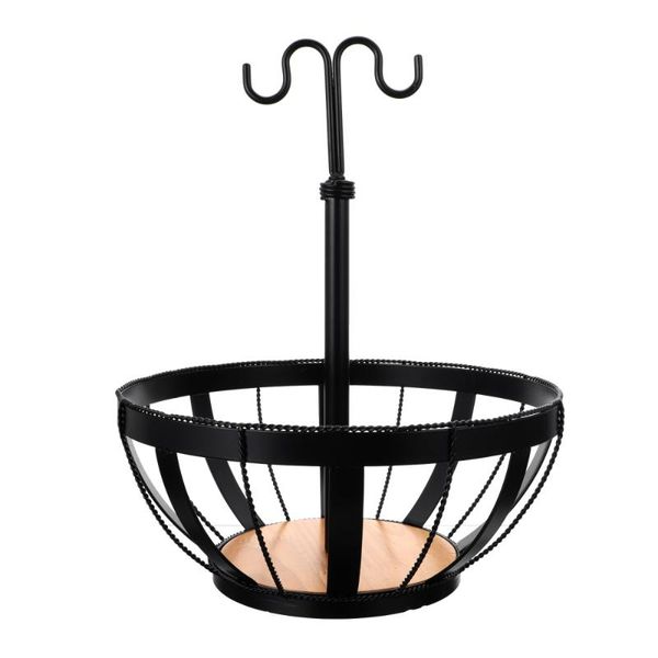 

storage baskets 1pc hanging fruit basket kitchen hollow supply (black)