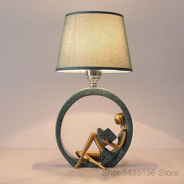 

table lamps reading girls for living room modern resin desk lamp bedroom bedside led stand light fixtures standing luminaire e27