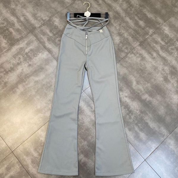 

women's jeans zcsmll lace-up cross zipper tuck abdomen slim casual pants solid color korean fashion women grey 2021 summer tide, Blue