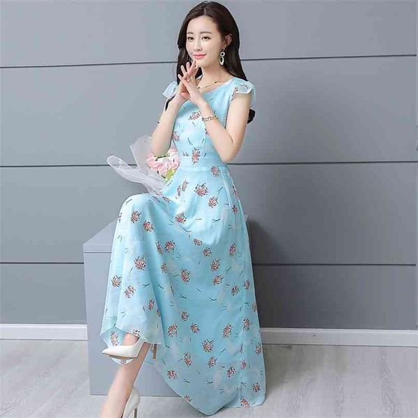 

summer pink printed chiffon beach vacation maxi dress fashion vintage 3xl plus size dresses elegant female bodycon vestidos 210528, Black;gray