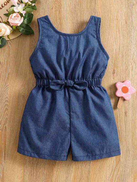 

baby bow front romper she, Blue