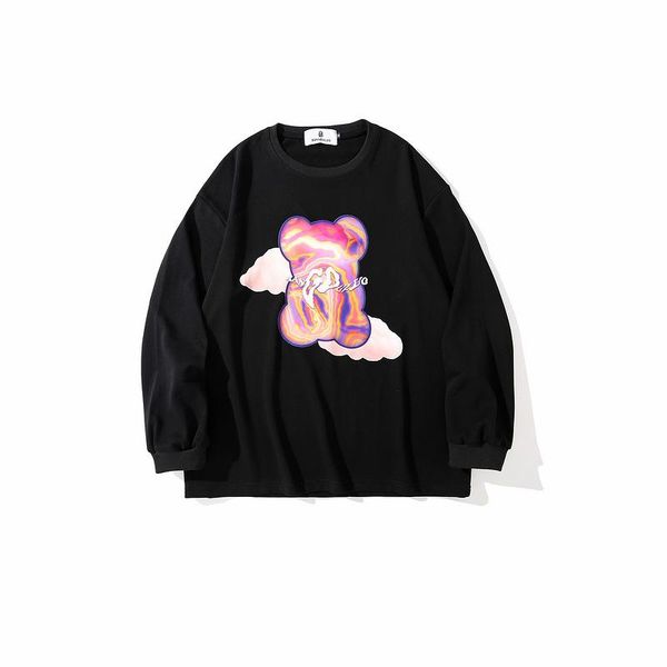 

men's hoodies & sweatshirts tkpa autumn and winter sweater men women loose bear print student trend round neck thin casual top, Black