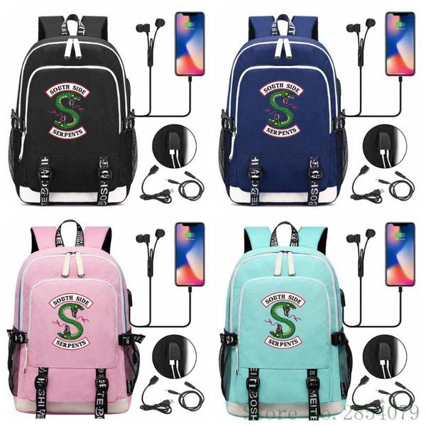 

backpack riverdale south side serpents usb lapfashion men women outdoor travel shoulder bags boys girls schoolbag bookbag