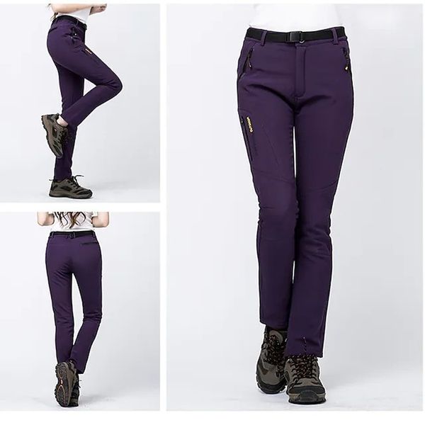 

women s softshell pants waterproof hiking pants solid color winter outdoor waterproof windproof rain waterproof breathable softshell pants, Black