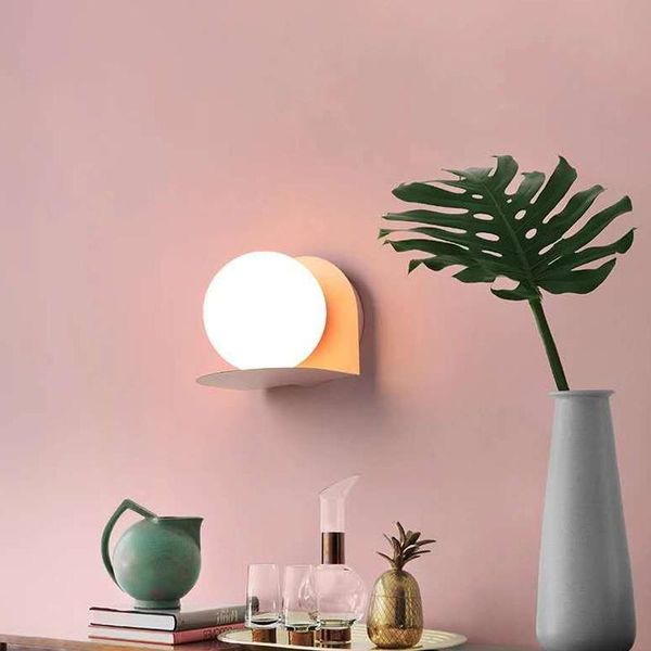 

wall lamps nordic macaroon candy light creative personality bedroom bedside lamp modern study living room porch led fixture