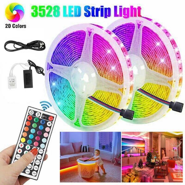

strips ly 32.8ft 10m rgb led strip light 44 key remote 12v dc power full kit lamp hight brightness xsd88