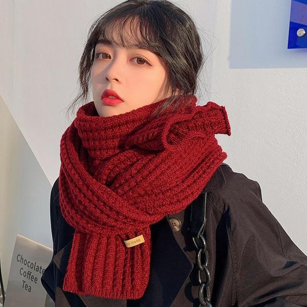 

scarves 2021 all-match korean version of knitted wool pure color scarf women's soft waxy keep warm, Blue;gray