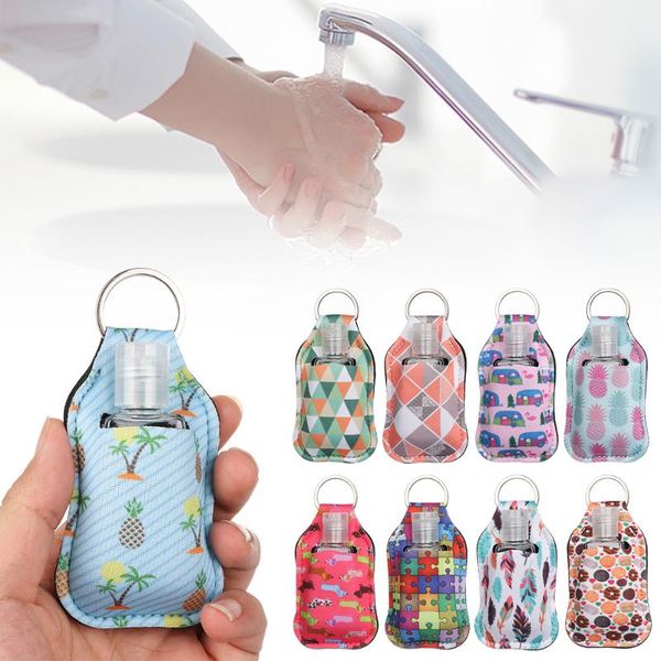 

storage bottles & jars hand sanitizer bottle keychain holder 30ml travel flip cap refillable reusable lid container with carrier