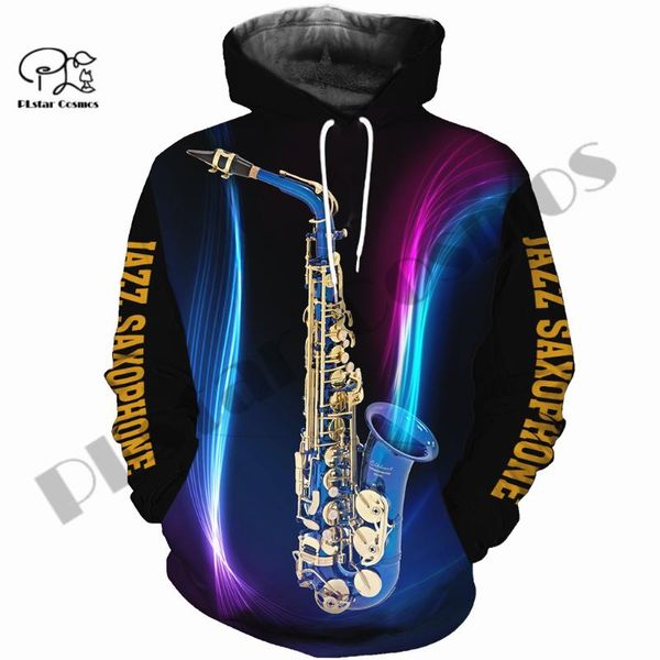 

men's hoodies & sweatshirts plstar cosmos 3dprinted est jazz saxophone musical instrument art harajuku streetwear casual hoodies/swea, Black