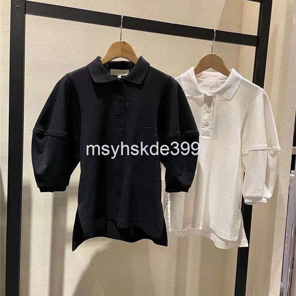 

women's t-shirt one after another, we have made a small number of irregular bubble sleeve lapel in spring and summer . middle versatile, White