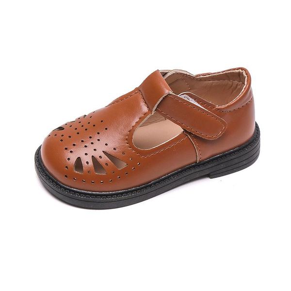 

flat shoes spring autumn brown white black kids leather boys and girls student children hollow out casual 1 2 3 4 5 6t, Black;grey