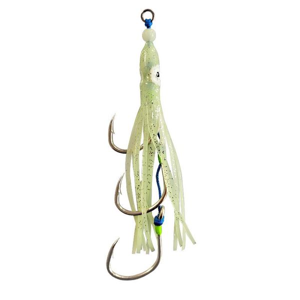 

fishing hooks 20 sets bionic ocs fish luminous squid string fishhooks 14cm ocean sea iron plate parker pike hook pesca peche