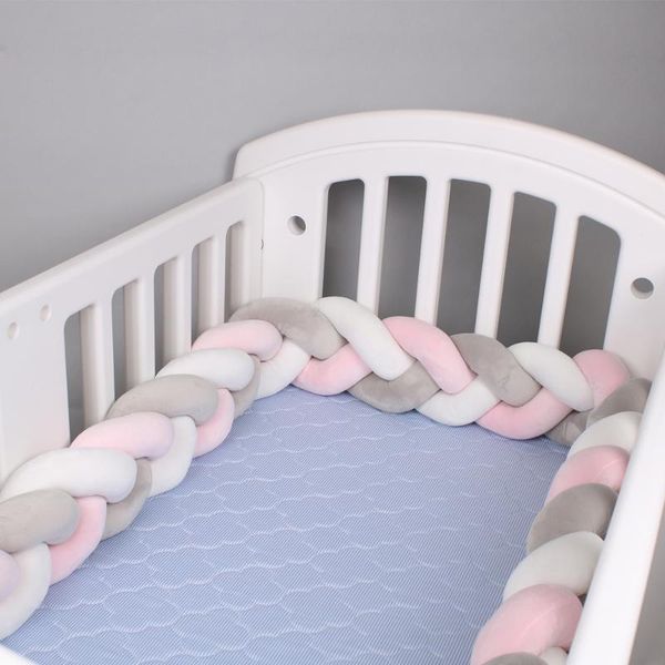 

bedding sets 1m/2m/3m length nordic knot born bumper long knotted braid pillow baby bed fence woven plush crib cushion