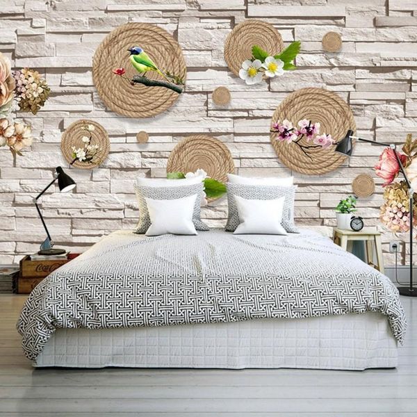 

wallpapers drop po wallpaperbeautiful flower bird 3d brick wallpaper living room balcony backdrop decorative custom murals