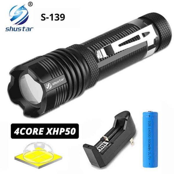 Mini XHP50 LED lanterna Use 14500 Baterias Suporte Zoom 5 Modos de iluminação Lanterna à prova d'água Adequada para camping de aventura etc. J220713